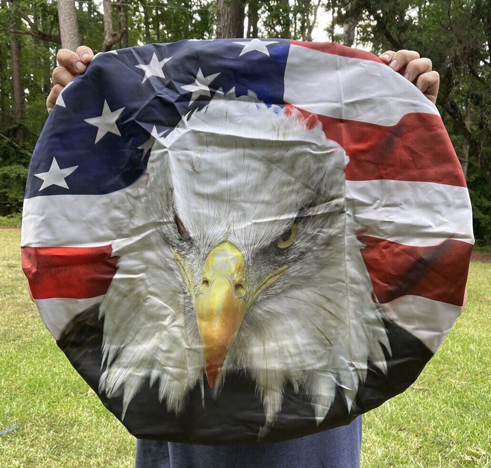 Eagle Patriotic US Flag Spare Tire Cover Elastic Cord Size 30” NWOT